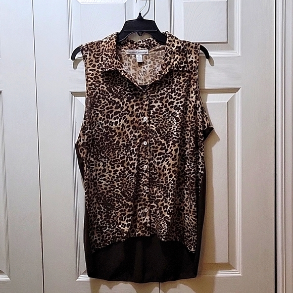 French Laundry sleeveless leopard shirt. - Picture 1 of 4